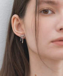 ribbon pendant earrings (E025_silver)