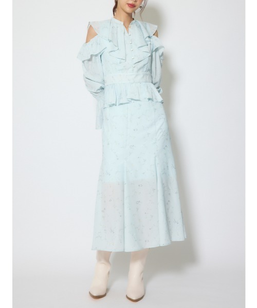 rienda(リエンダ)の「マーメイドフラワーワンピース 春服(ワンピース・レディース・ブルー系その他/ホワイト系その他・SMALL/MEDIUM)」の1枚目の写真