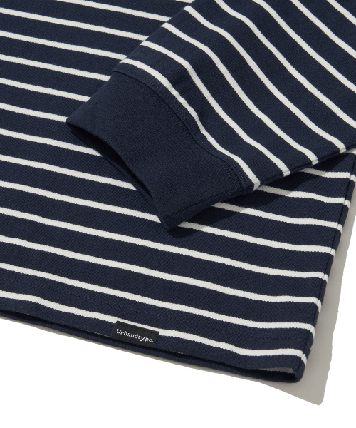 URBANDTYPE(アーバンディタイプ)の「パリスストライプロングスリーブポロTシャツ_ダークネイビー(Tシャツ/カットソー・レディース・その他・SMALL/MEDIUM/LARGE/X-LARGE)」の8枚目の写真