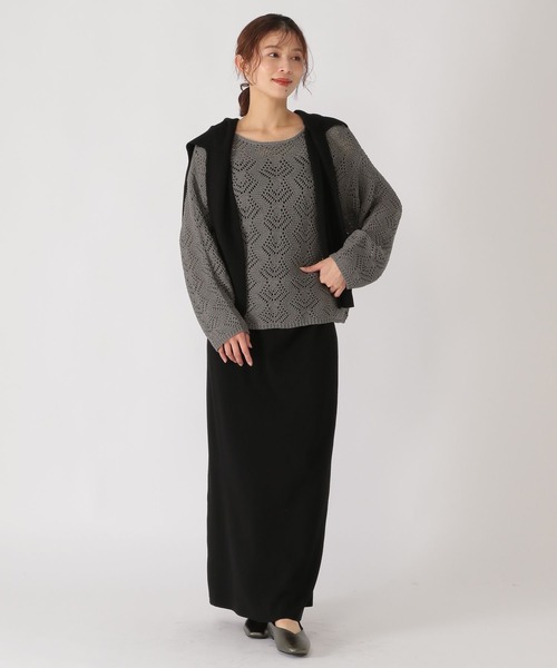 studio CLIP(スタディオクリップ)の「5ゲージブークレ透かし編みニット(ニット/セーター・レディース・ホワイト/スモーク/ベージュ/ライトブルー・FREE)」の11枚目の写真