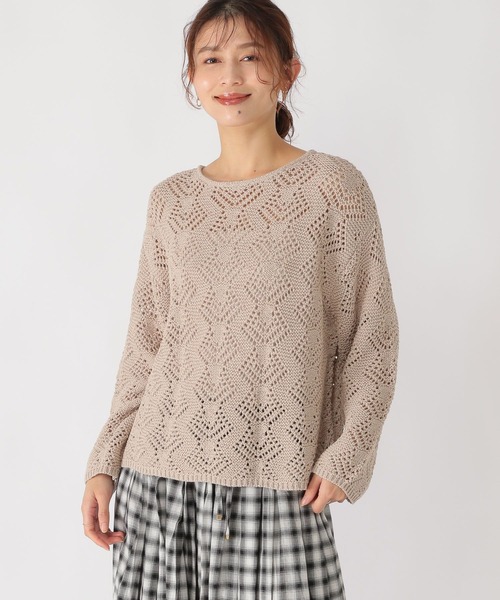 studio CLIP(スタディオクリップ)の「5ゲージブークレ透かし編みニット(ニット/セーター・レディース・ホワイト/スモーク/ベージュ/ライトブルー・FREE)」の12枚目の写真
