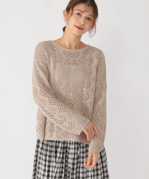 studio CLIP(スタディオクリップ)の「5ゲージブークレ透かし編みニット(ニット/セーター・レディース・ホワイト/スモーク/ベージュ/ライトブルー・FREE)」の13枚目の写真