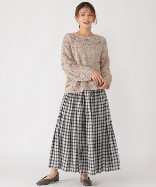 studio CLIP(スタディオクリップ)の「5ゲージブークレ透かし編みニット(ニット/セーター・レディース・ホワイト/スモーク/ベージュ/ライトブルー・FREE)」の14枚目の写真