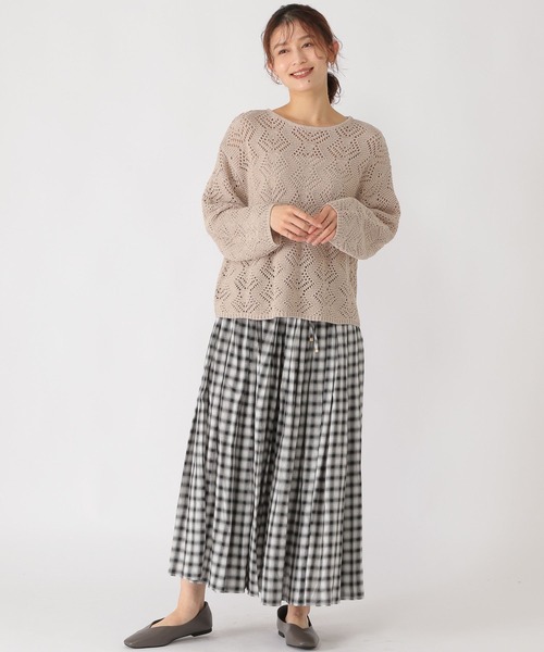 studio CLIP(スタディオクリップ)の「5ゲージブークレ透かし編みニット(ニット/セーター・レディース・ホワイト/スモーク/ベージュ/ライトブルー・FREE)」の15枚目の写真