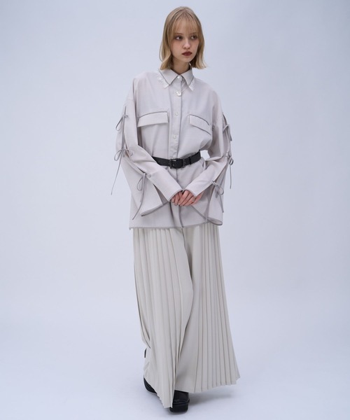 HARE（ハレ）の「サイドプリーツベルトパンツ(HARE)（スラックス・レディース・ホワイト/グレー/ブラック・FREE）」の4枚目の写真