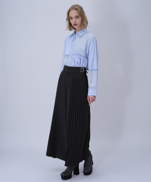 HARE（ハレ）の「サイドプリーツベルトパンツ(HARE)（スラックス・レディース・ホワイト/グレー/ブラック・FREE）」の7枚目の写真