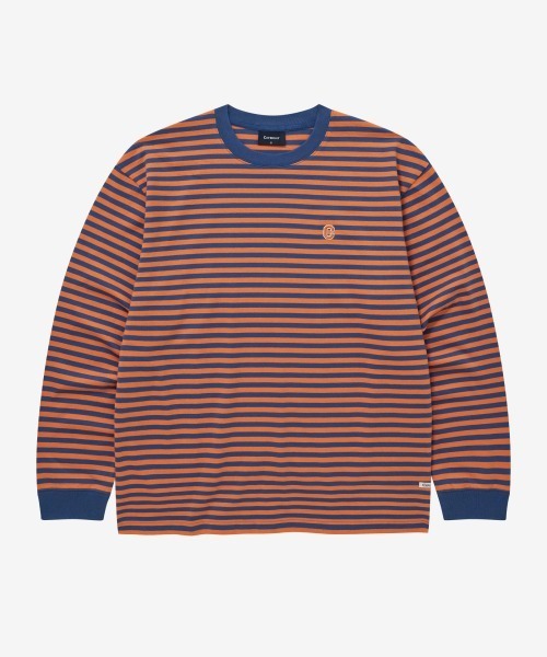 COVERNAT(カバーナット)の「BASIC STRIPE LONG SLEEVE(Tシャツ/カットソー・メンズ・ブラック/チャコールグレー/オレンジ・X-SMALL/SMALL/MEDIUM/LARGE/X-LARGE)」の2枚目の写真