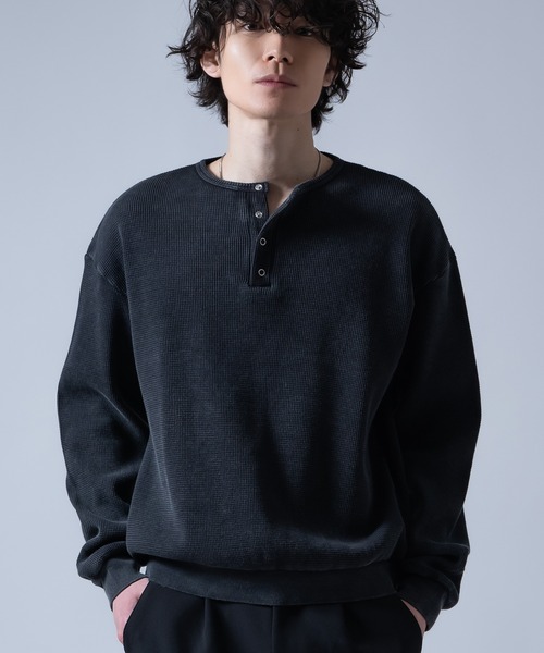 improves（インプローブス）の「ワッフル ヘンリーネック ロンT（Tシャツ/カットソー・メンズ・ブラック系/ブラック/ライトグレー・MEDIUM/LARGE）」の2枚目の写真