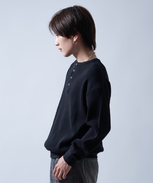 ワッフル ヘンリーネック ロンT（Tシャツ/カットソー）｜improves