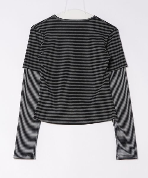 Ritzy(リッツィー)の「Y2K スターモチーフ ボーダーレイヤードトップス(Tシャツ/カットソー・レディース・ブラック・M/L)」の5枚目の写真