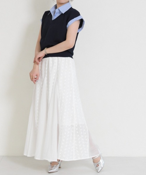 MISCH MASCH(ミッシュマッシュ)の「2026春夏新作 フラワージャガードシアーロングスカート(スカート・レディース・ホワイト・フリ-)」の6枚目の写真