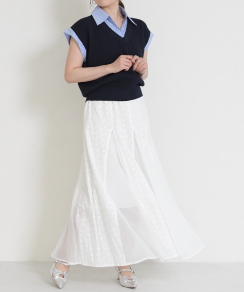MISCH MASCH(ミッシュマッシュ)の「2026春夏新作 フラワージャガードシアーロングスカート(スカート・レディース・ホワイト・フリ-)」の8枚目の写真