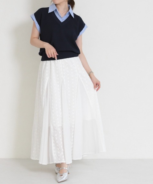 MISCH MASCH(ミッシュマッシュ)の「2026春夏新作 フラワージャガードシアーロングスカート(スカート・レディース・ホワイト・フリ-)」の9枚目の写真