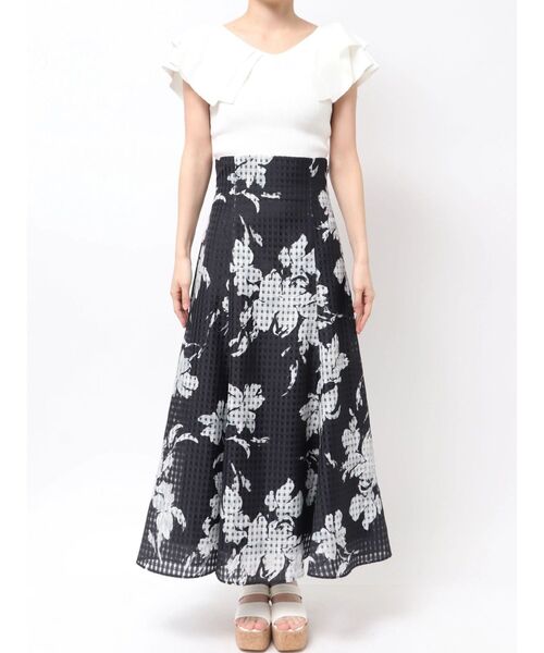 MERCURYDUO（マーキュリーデュオ）の「アートフラワーバックレースアップフレアスカート（スカート・レディース・ライトブルー/オフホワイト/ネイビー・MEDIUM/SMALL）」の11枚目の写真