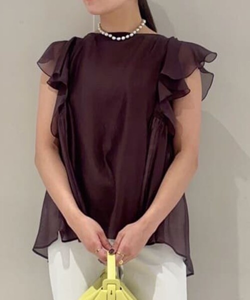 BALLSEY(ボールジィ)の「セルロースポリエステルオーガンジー フレアスリーブブラウス(シャツ/ブラウス・レディース・イエロー/ブラウン・36)」の2枚目の写真
