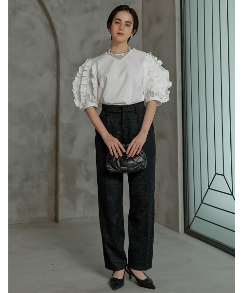 MEISM(ミズム)の「フリルパフハーフスリーブブラウス(シャツ/ブラウス・レディース・ホワイト/ブラック・LARGE/MEDIUM)」の19枚目の写真