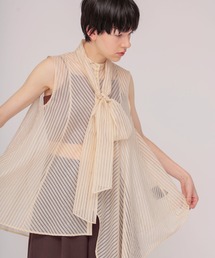 DRESSLAVE | sheer stripe bow tie blouse(シアーストライプボウタイブラウス)(シャツ/ブラウス)