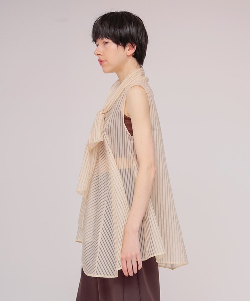 DRESSLAVE（ドレスレイブ）の「sheer stripe bow tie blouse(シアーストライプボウタイブラウス)（シャツ/ブラウス・レディース・ホワイト・38）」の2枚目の写真