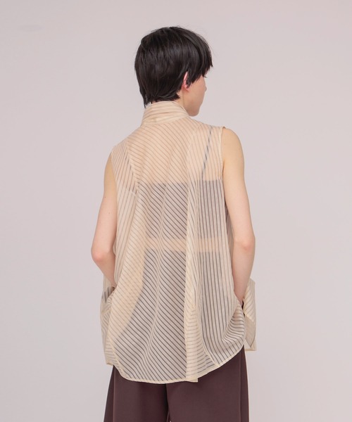 DRESSLAVE（ドレスレイブ）の「sheer stripe bow tie blouse(シアーストライプボウタイブラウス)（シャツ/ブラウス・レディース・ホワイト・38）」の3枚目の写真