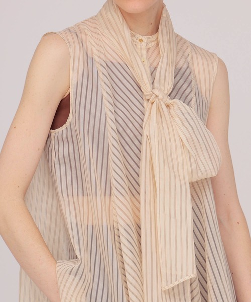 DRESSLAVE（ドレスレイブ）の「sheer stripe bow tie blouse(シアーストライプボウタイブラウス)（シャツ/ブラウス・レディース・ホワイト・38）」の4枚目の写真