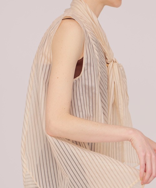 DRESSLAVE（ドレスレイブ）の「sheer stripe bow tie blouse(シアーストライプボウタイブラウス)（シャツ/ブラウス・レディース・ホワイト・38）」の5枚目の写真