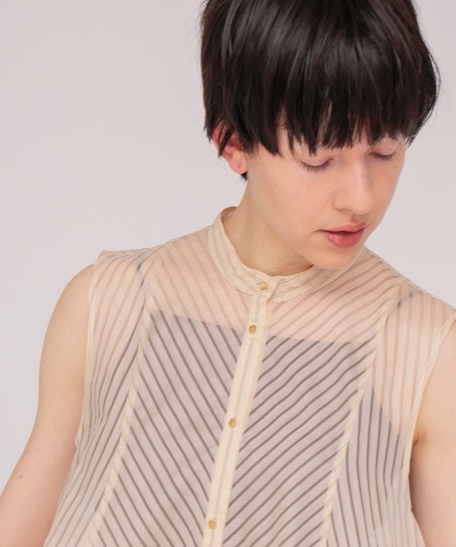 DRESSLAVE（ドレスレイブ）の「sheer stripe bow tie blouse(シアーストライプボウタイブラウス)（シャツ/ブラウス・レディース・ホワイト・38）」の14枚目の写真