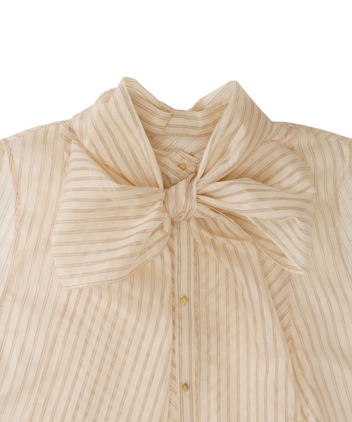 DRESSLAVE（ドレスレイブ）の「sheer stripe bow tie blouse(シアーストライプボウタイブラウス)（シャツ/ブラウス・レディース・ホワイト・38）」の16枚目の写真