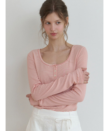 RE_L（リエル）の「Lemo stripe t-shirt (red)（Tシャツ/カットソー）」