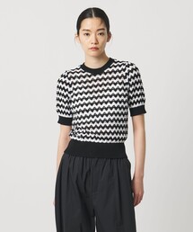 AEWEN MATOPH | ＜AEWEN MATOPH＞シェプロンストライプショートスリーブニット ウォッシャブル(ニット/セーター)