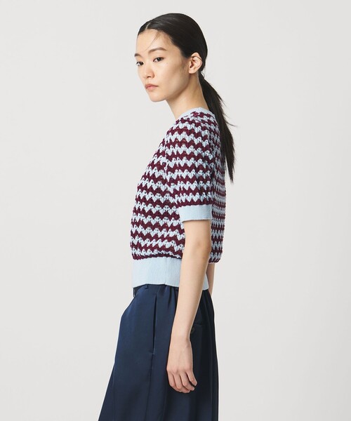 AEWEN MATOPH（イウエン マトフ）の「＜AEWEN MATOPH＞シェプロンストライプショートスリーブニット ウォッシャブル（ニット/セーター・レディース・ライトブルー/ブラック・FREE）」の16枚目の写真