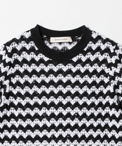 AEWEN MATOPH（イウエン マトフ）の「＜AEWEN MATOPH＞シェプロンストライプショートスリーブニット ウォッシャブル（ニット/セーター・レディース・ライトブルー/ブラック・FREE）」の7枚目の写真