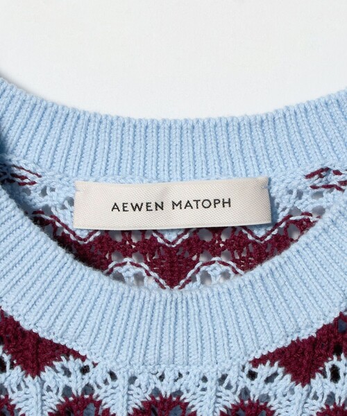 AEWEN MATOPH（イウエン マトフ）の「＜AEWEN MATOPH＞シェプロンストライプショートスリーブニット ウォッシャブル（ニット/セーター・レディース・ライトブルー/ブラック・FREE）」の5枚目の写真