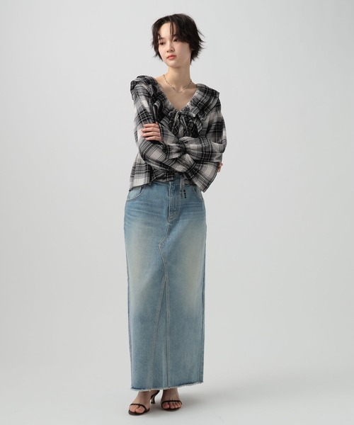 BAYFLOW（ベイフロー）の「楊柳シアーチェックブラウス（シャツ/ブラウス・レディース・ブラウン/ブラック・FREE）」の4枚目の写真