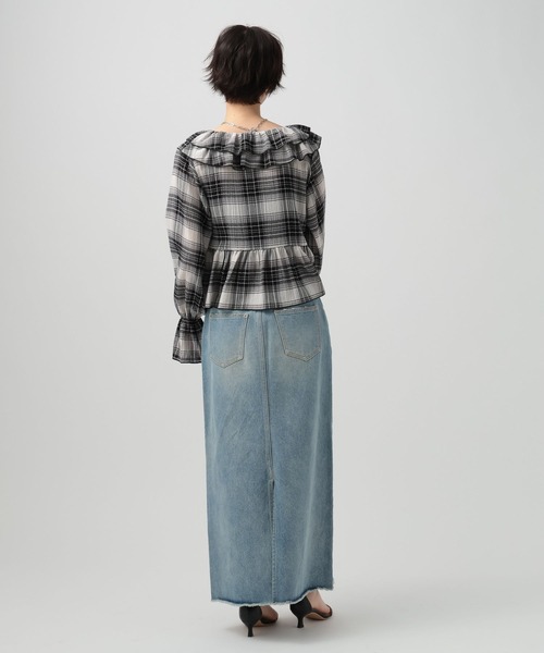 BAYFLOW（ベイフロー）の「楊柳シアーチェックブラウス（シャツ/ブラウス・レディース・ブラウン/ブラック・FREE）」の6枚目の写真