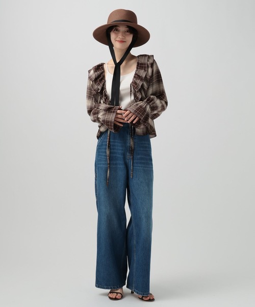 BAYFLOW（ベイフロー）の「楊柳シアーチェックブラウス（シャツ/ブラウス・レディース・ブラウン/ブラック・FREE）」の12枚目の写真