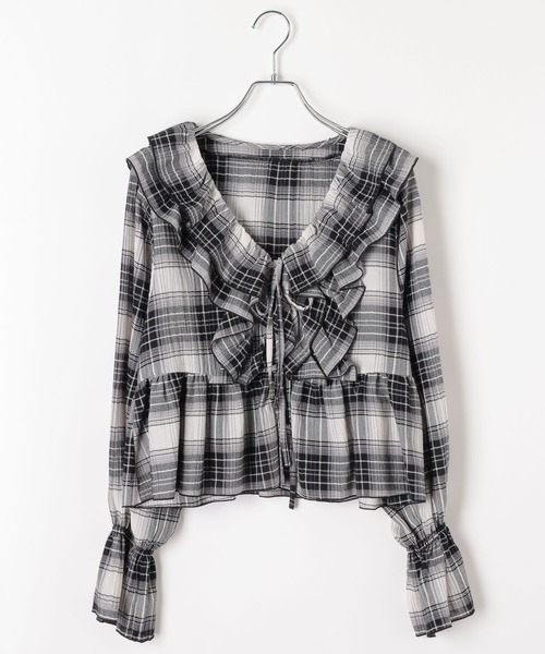 BAYFLOW（ベイフロー）の「楊柳シアーチェックブラウス（シャツ/ブラウス・レディース・ブラウン/ブラック・FREE）」の18枚目の写真