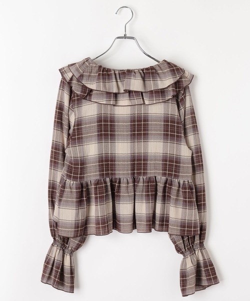 BAYFLOW（ベイフロー）の「楊柳シアーチェックブラウス（シャツ/ブラウス・レディース・ブラウン/ブラック・FREE）」の19枚目の写真