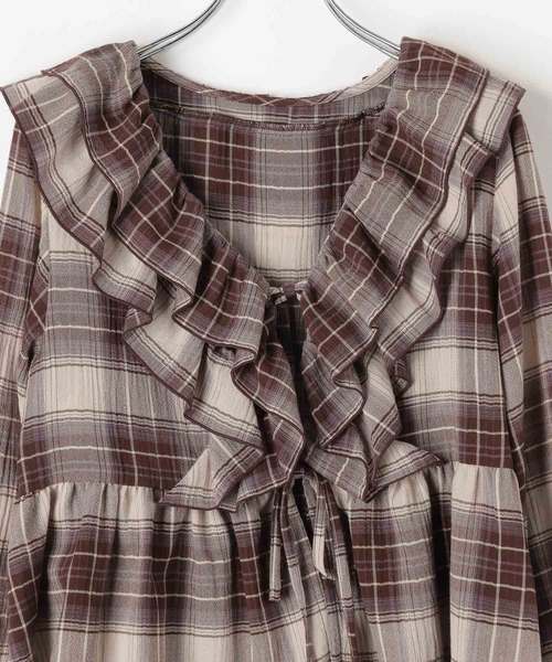 BAYFLOW（ベイフロー）の「楊柳シアーチェックブラウス（シャツ/ブラウス・レディース・ブラウン/ブラック・FREE）」の20枚目の写真