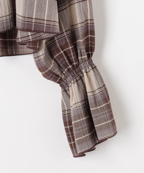 BAYFLOW（ベイフロー）の「楊柳シアーチェックブラウス（シャツ/ブラウス・レディース・ブラウン/ブラック・FREE）」の22枚目の写真