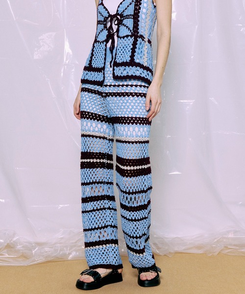 MAISON SPECIAL(メゾンスペシャル)の「Multi Border Crochet Pants/マルチボーダークロシェパンツ(その他パンツ・レディース・ライム/ブルー/ブラック・38/36)」の5枚目の写真
