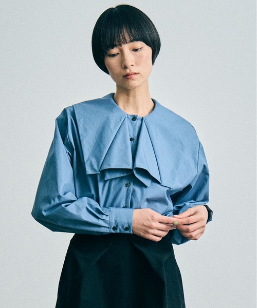 sneeuw（スニュウ）の「ナプキンカラーブラウス（シャツ/ブラウス・レディース・ホワイト/ブルー・ONESIZE）」の2枚目の写真