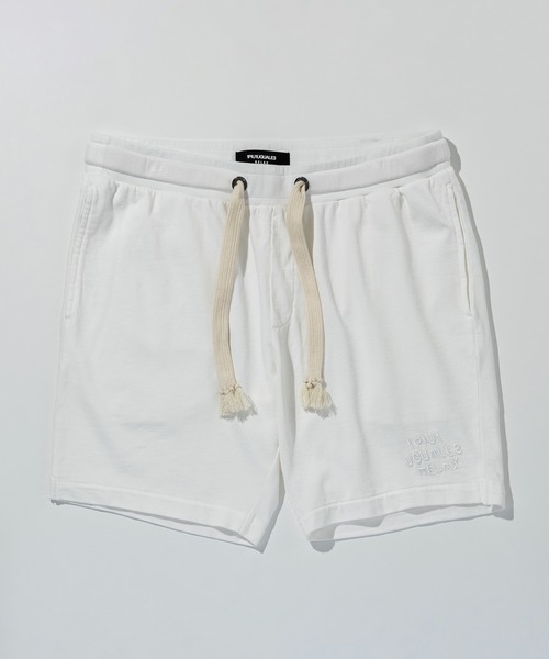 1PIU1UGUALE3  RELAX （ウノピゥウノウグァーレトレ リラックス）の「1PIU1UGUALE3 RELAX(ウノピゥウノウグァーレトレ リラックス)ロゴ刺繍 ピグメントスウェットショーツ（その他パンツ・メンズ・ホワイト/ピンク/サックスブルー/ブラック・S/M/L/XL/XXL）」の2枚目の写真