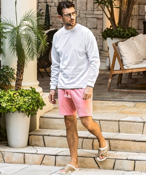 1PIU1UGUALE3  RELAX （ウノピゥウノウグァーレトレ リラックス）の「1PIU1UGUALE3 RELAX(ウノピゥウノウグァーレトレ リラックス)ロゴ刺繍 ピグメントスウェットショーツ（その他パンツ・メンズ・ホワイト/ピンク/サックスブルー/ブラック・S/M/L/XL/XXL）」の20枚目の写真