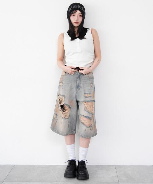 WEGO（ウィゴー）の「WEGO/【26春夏新作】レイヤードデザインカップインタンク（タンクトップ・レディース・ホワイト/杢グレー・FREE）」の9枚目の写真