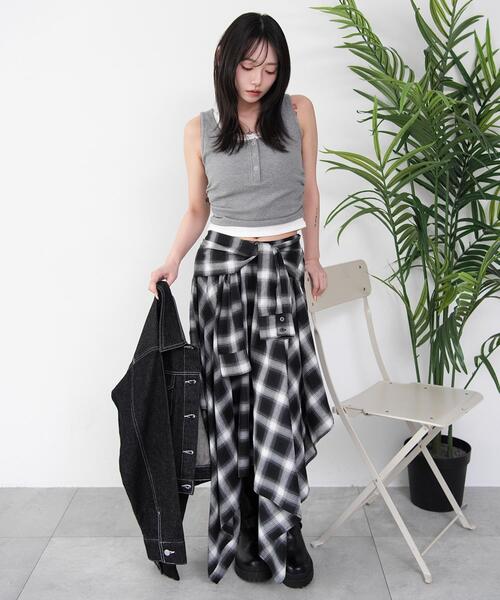 WEGO（ウィゴー）の「WEGO/【26春夏新作】レイヤードデザインカップインタンク（タンクトップ・レディース・ホワイト/杢グレー・FREE）」の13枚目の写真
