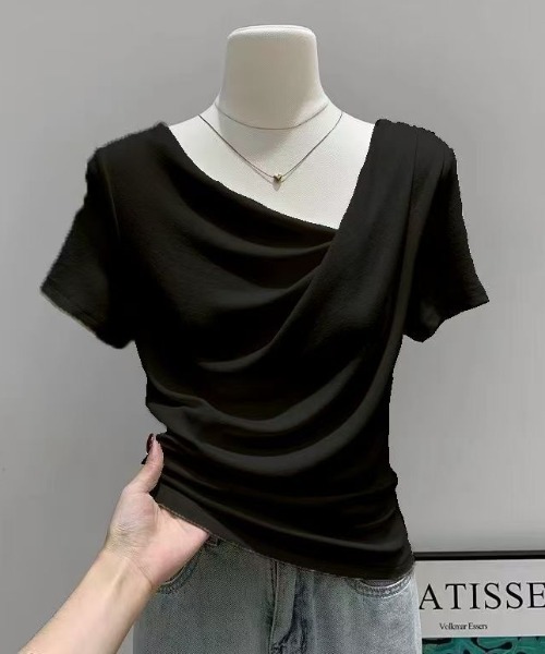 I be.(アイビードット)の「ドレープショルダーTシャツ(Tシャツ/カットソー・レディース・ブルー/ブラック/ホワイト・FREE)」の13枚目の写真