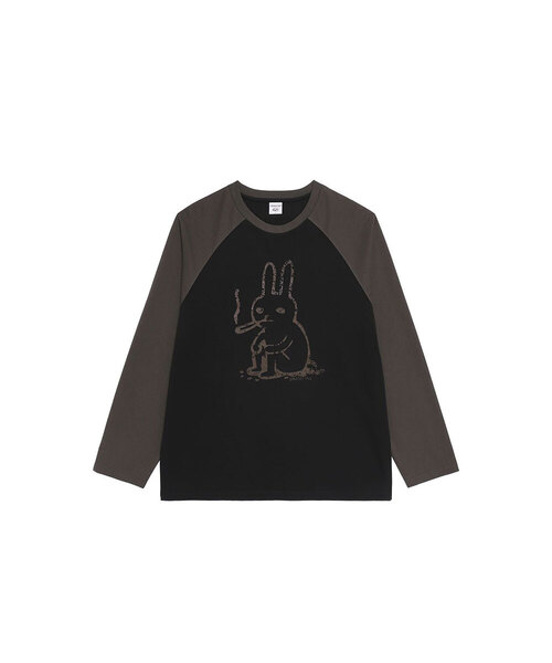 PIMADAZIWIN(ピマダジウィン)の「Dark Label Raglan T-shirt_2Color(Tシャツ/カットソー・レディース・ブラック×グレー/ホワイト×グレー・MEDIUM/LARGE)」の1枚目の写真