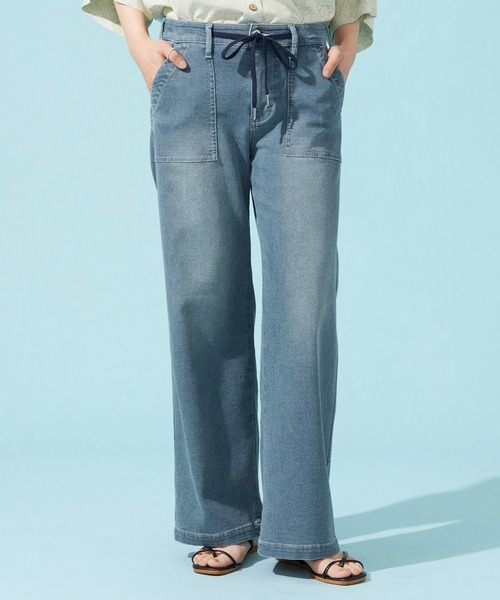 EDWIN(エドウィン)の「EDWIN LADIES ジャージーズ COOLイージーベイカーワイドデニムパンツ【涼】(デニムパンツ・レディース・アイボリー/インディゴブルー/ダークインディゴブルー/ライトインディゴブルー/グリーン・X-SMALL/MEDIUM/LARGE/X-LARGE/SMALL)」の5枚目の写真