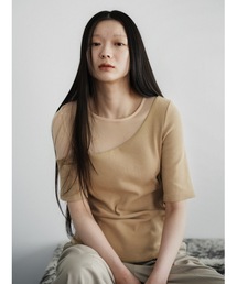 sheer mesh combi rib tops