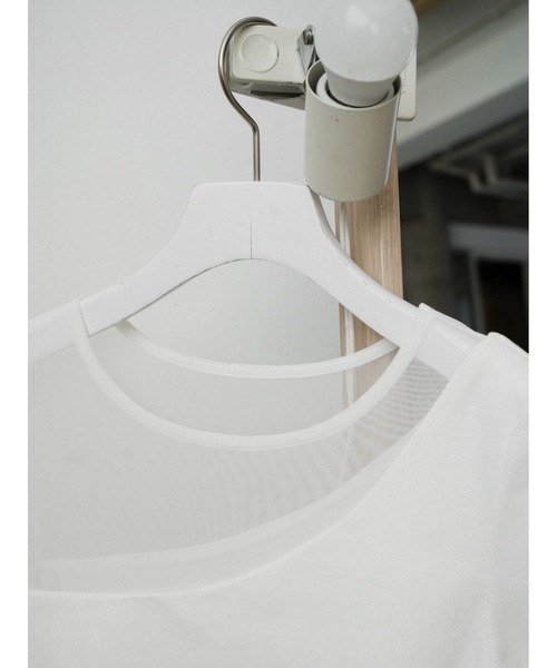 Katrin TOKYO（カトリーントーキョー）の「sheer mesh combi rib tops（Tシャツ/カットソー・レディース・ピンク/ベージュ系/ホワイト・XS/FREE）」の8枚目の写真